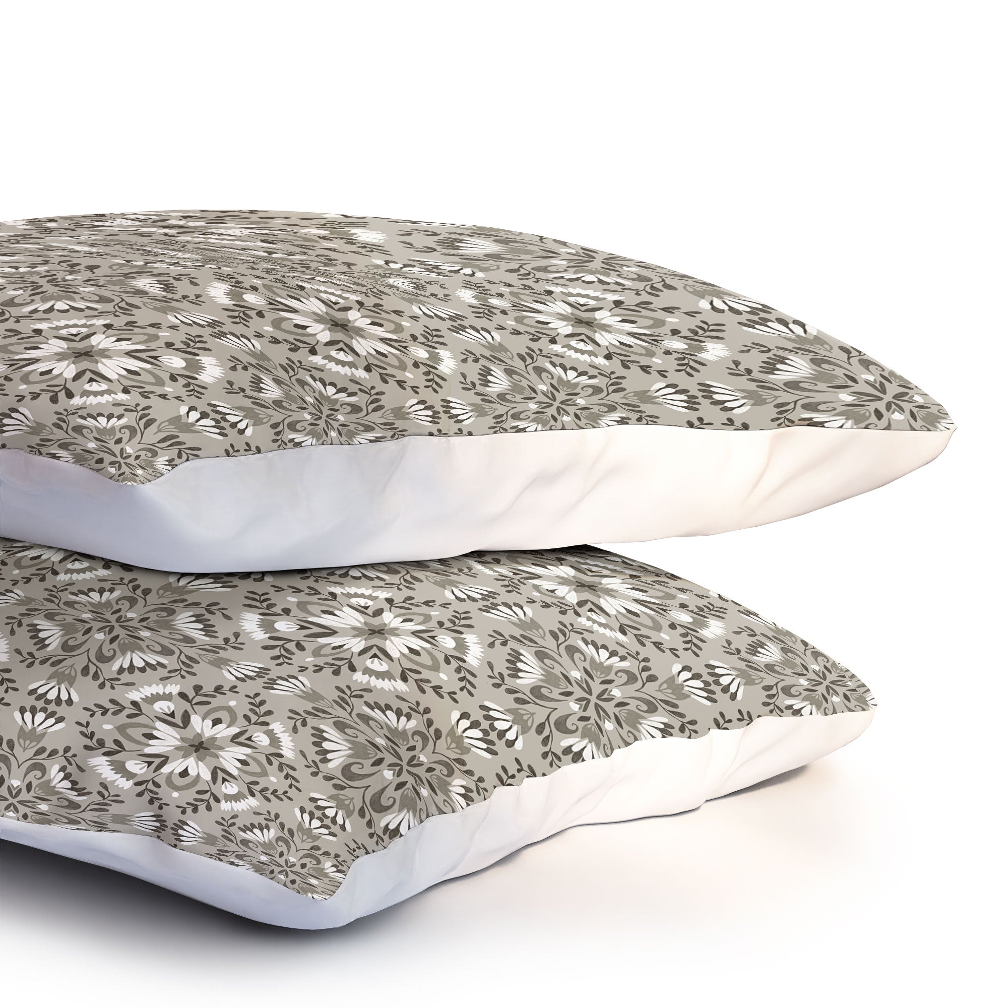 Pimlada Phuapradit Floral Tiles Gray Pillow Shams