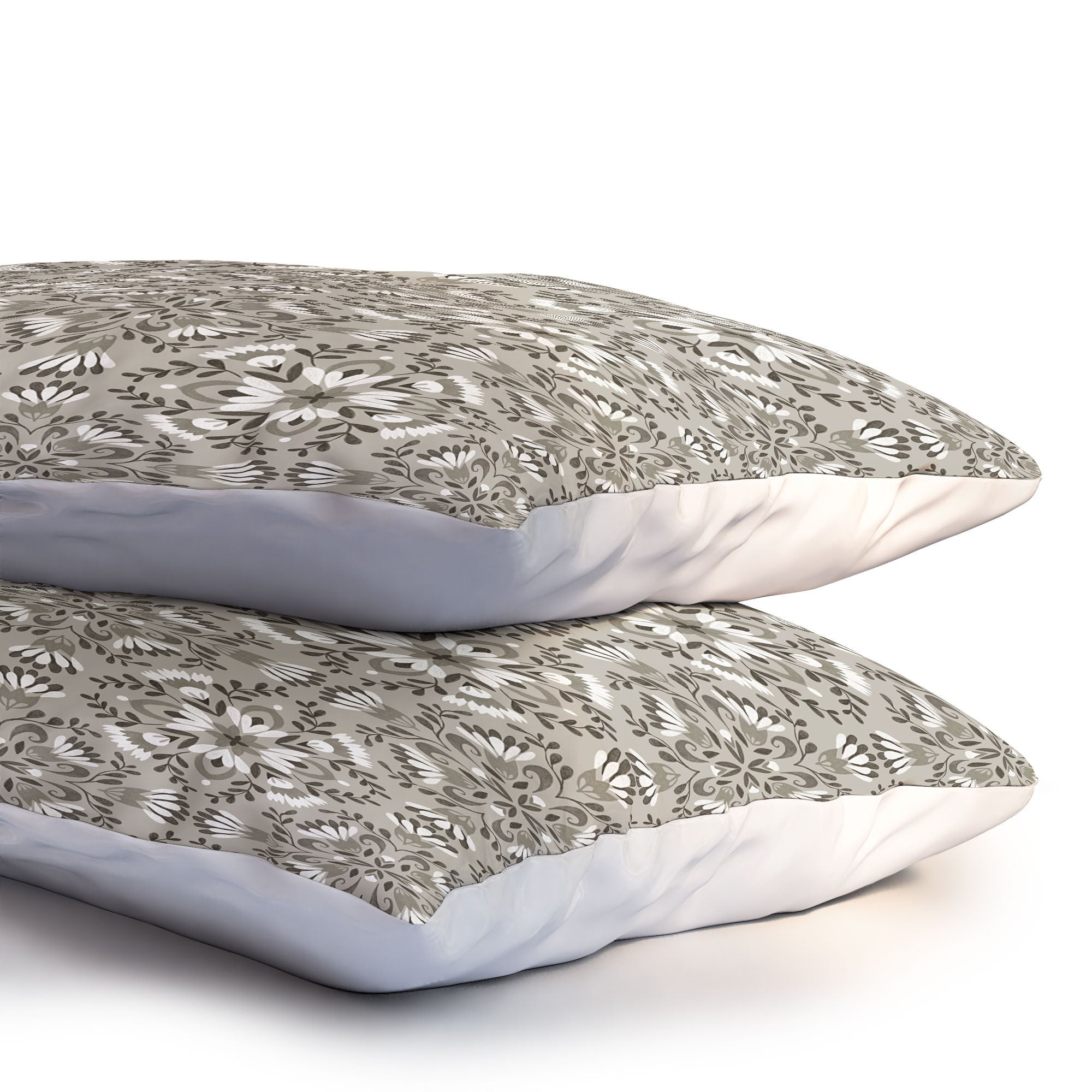 Pimlada Phuapradit Floral Tiles Gray Pillow Shams
