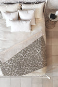Pimlada Phuapradit Floral Tiles Gray Fleece Throw Blanket