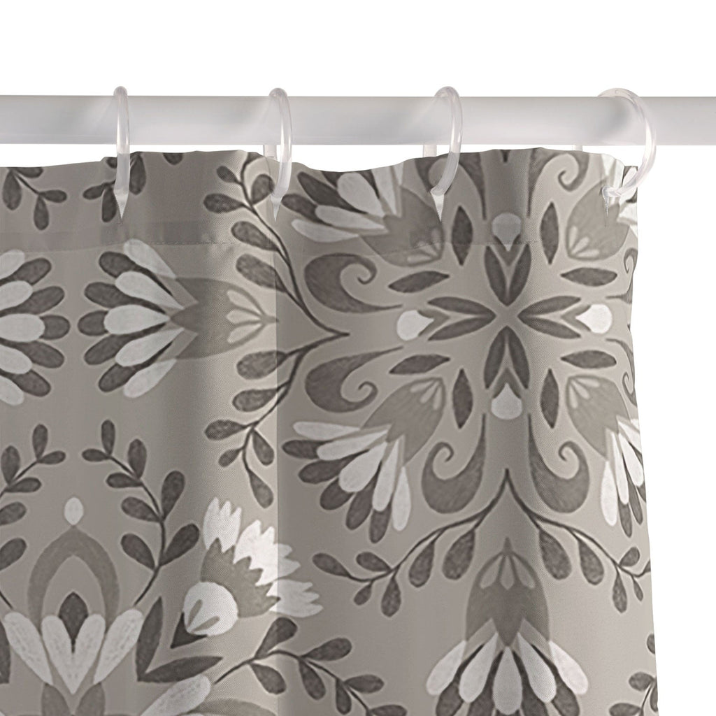 Pimlada Phuapradit Floral Tiles Gray Shower Curtain