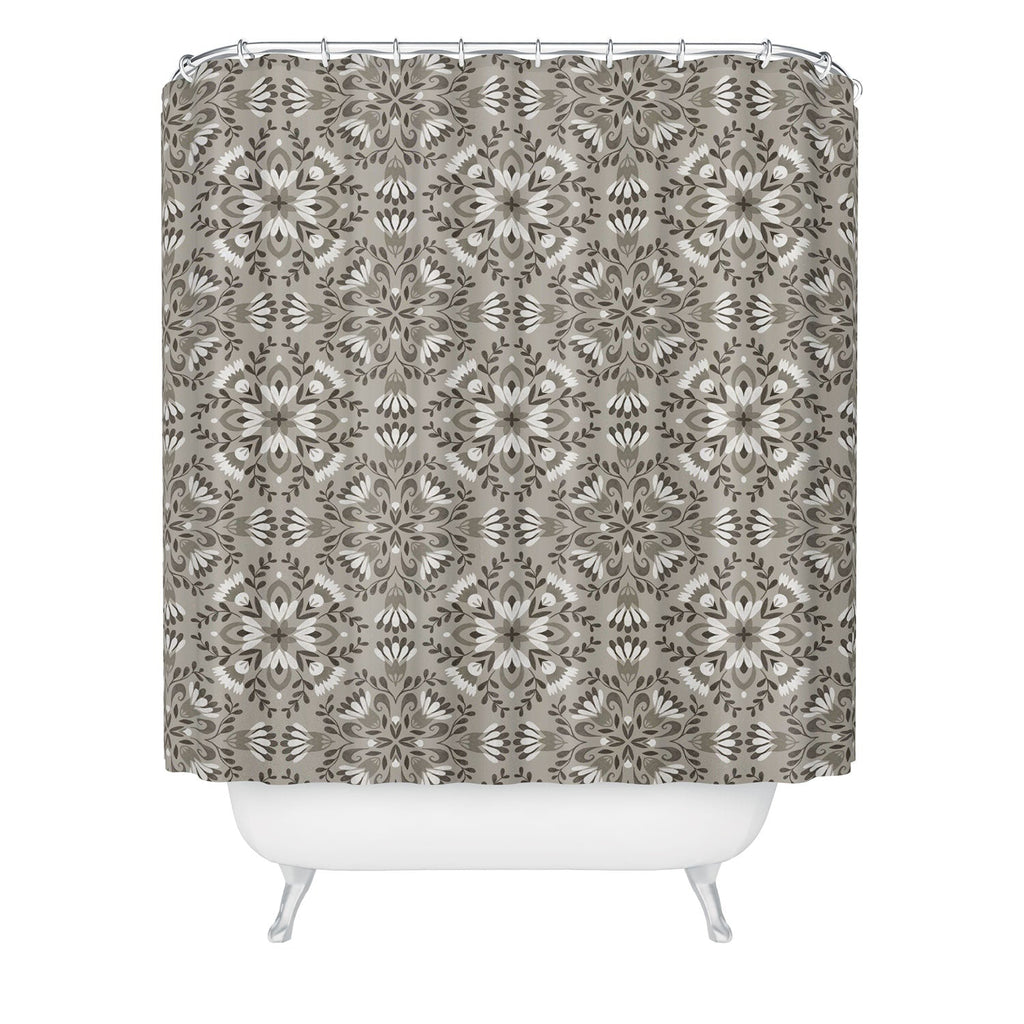 Pimlada Phuapradit Floral Tiles Gray Shower Curtain