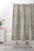 Pimlada Phuapradit Floral Tiles Gray Shower Curtain And Mat