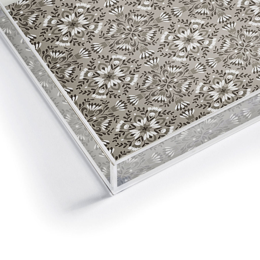 Pimlada Phuapradit Floral Tiles Gray Acrylic Tray