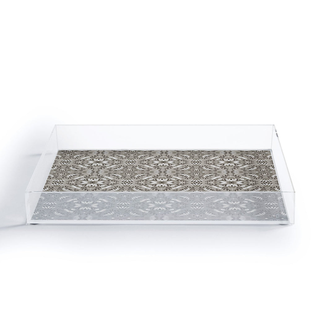 Pimlada Phuapradit Floral Tiles Gray Acrylic Tray
