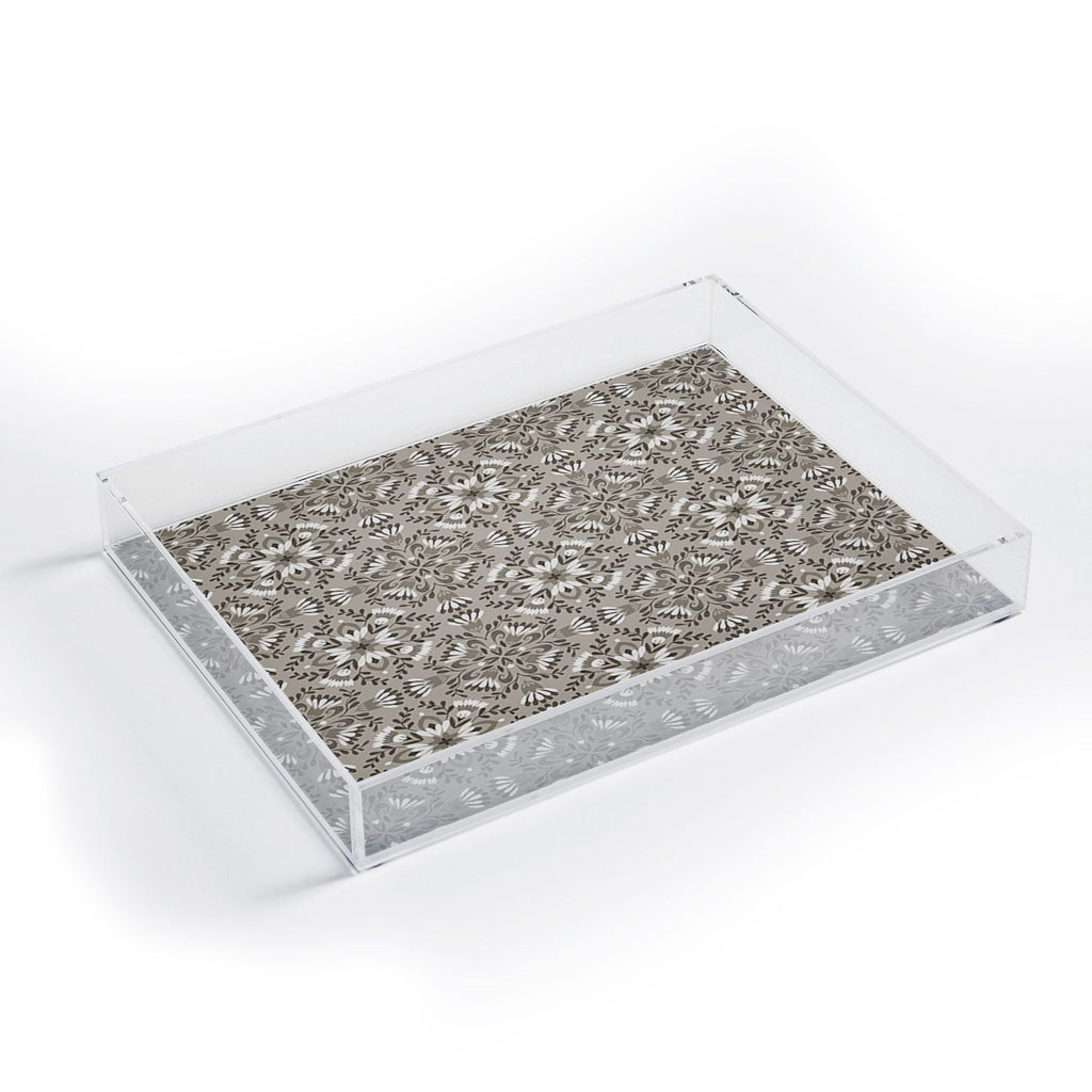 Pimlada Phuapradit Floral Tiles Gray Acrylic Tray