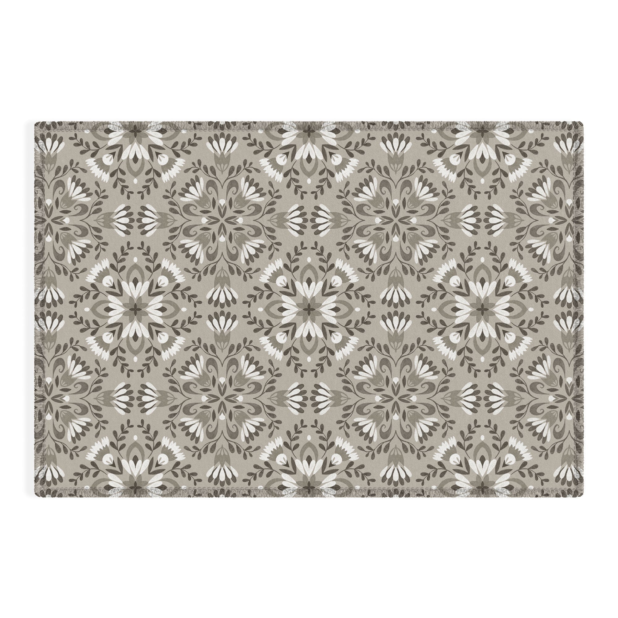 Pimlada Phuapradit Floral Tiles Gray Outdoor Rug