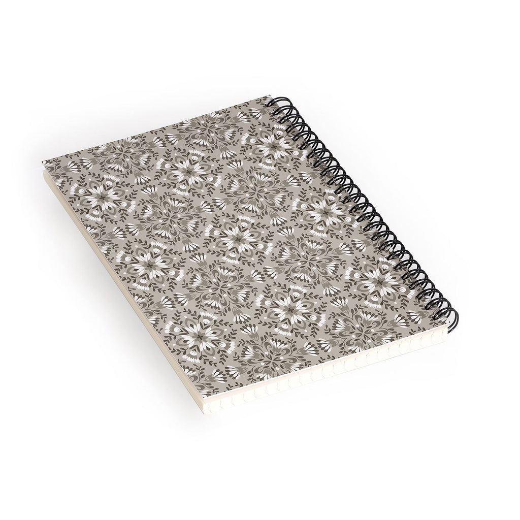 Pimlada Phuapradit Floral Tiles Gray Spiral Notebook
