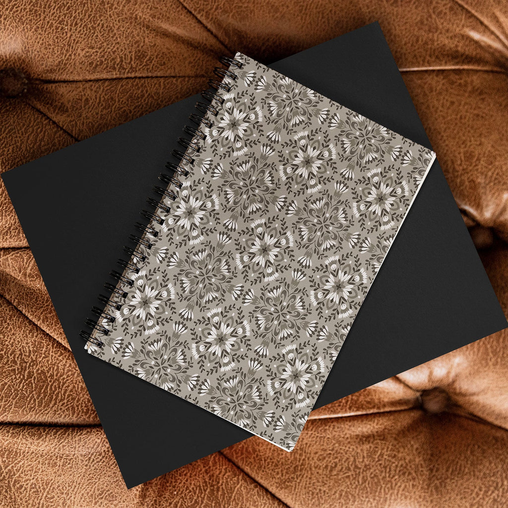 Pimlada Phuapradit Floral Tiles Gray Spiral Notebook