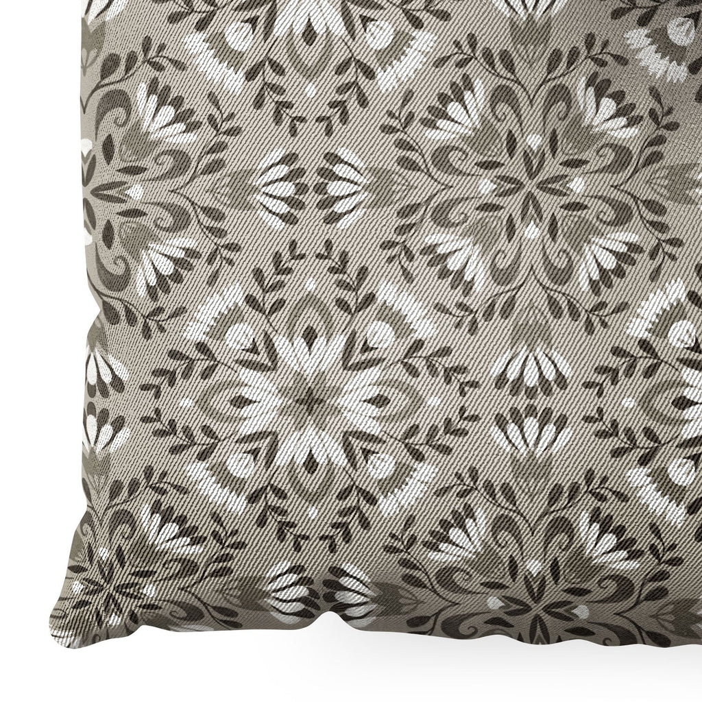 Pimlada Phuapradit Floral Tiles Gray Floor Pillow Square