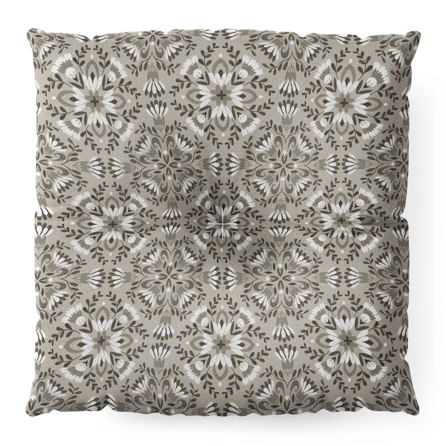 Pimlada Phuapradit Floral Tiles Gray Floor Pillow Square