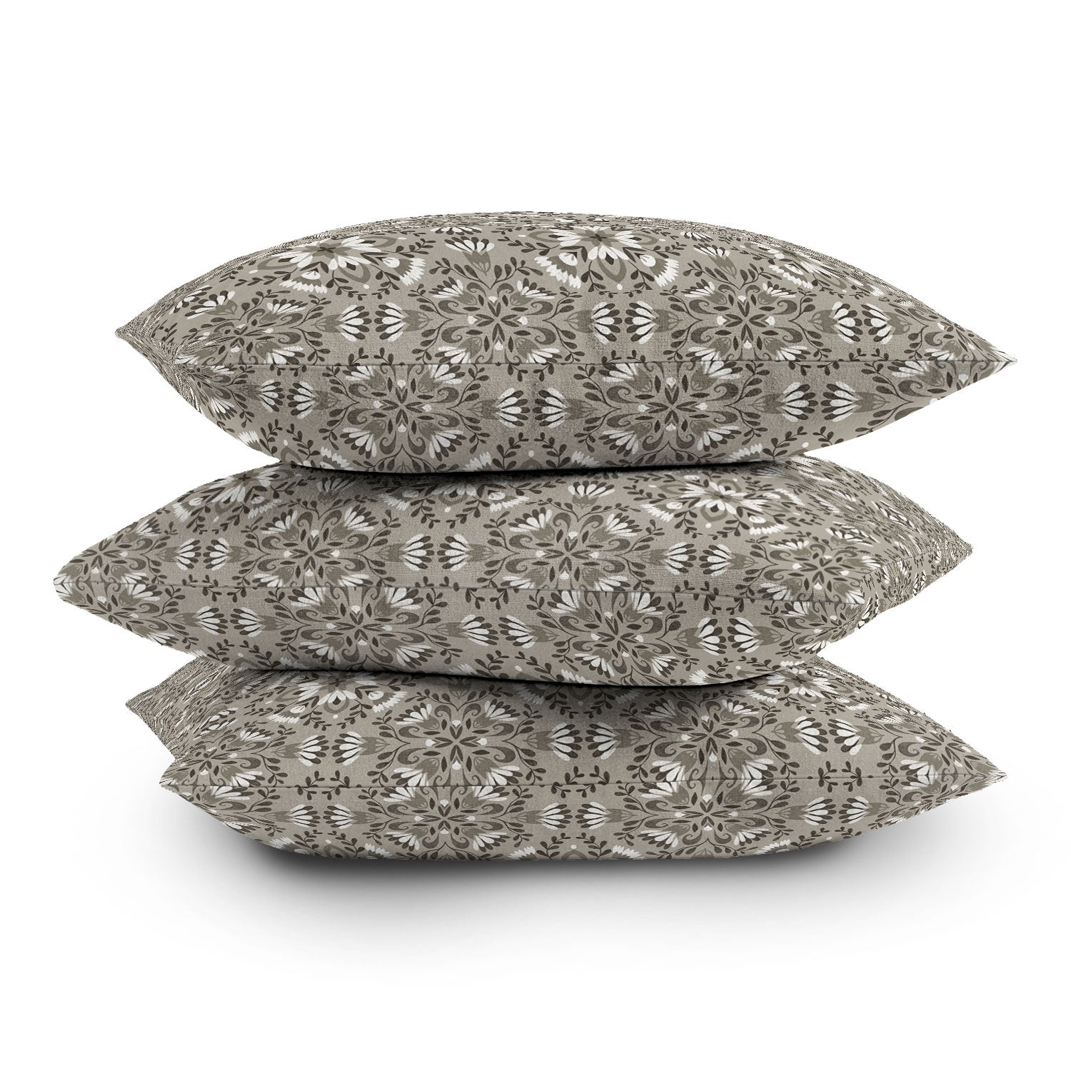 Pimlada Phuapradit Floral Tiles Gray Outdoor Throw Pillow