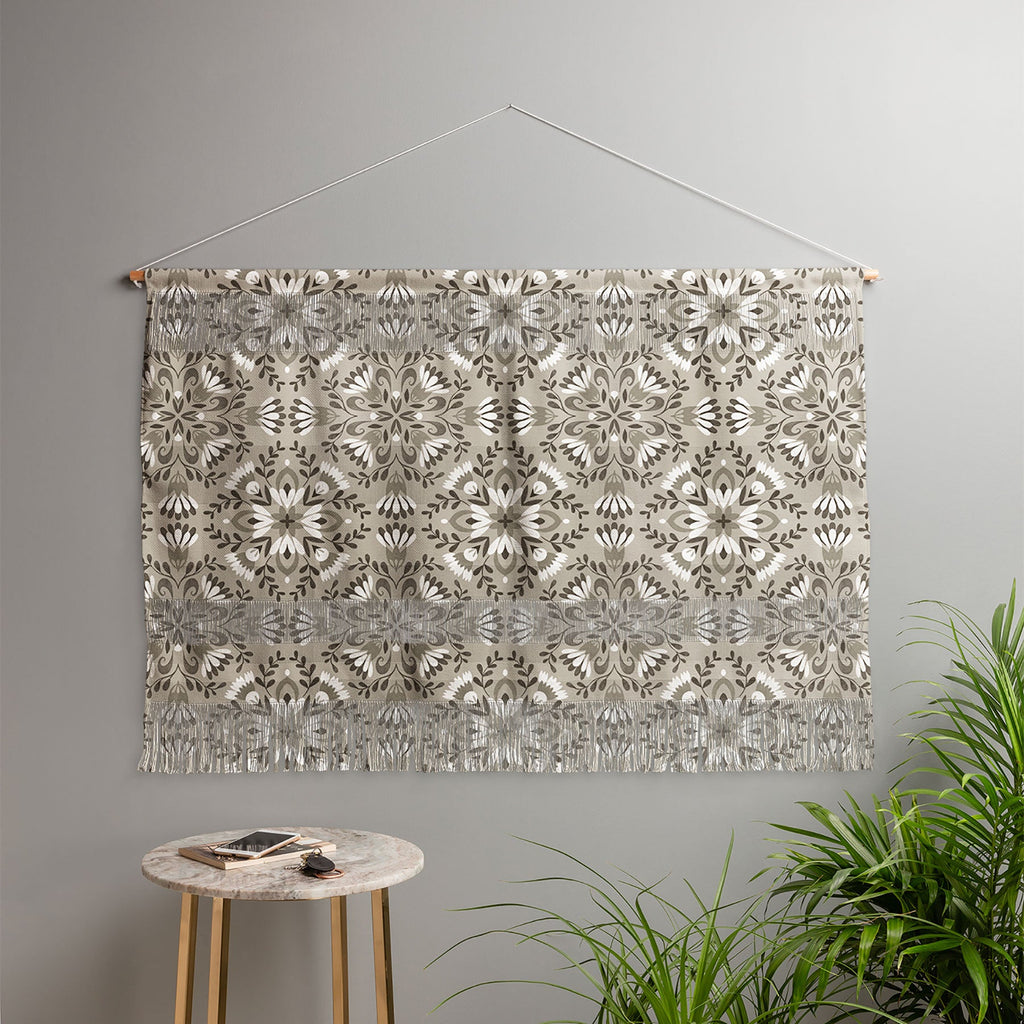 Pimlada Phuapradit Floral Tiles Gray Wall Hanging Landscape
