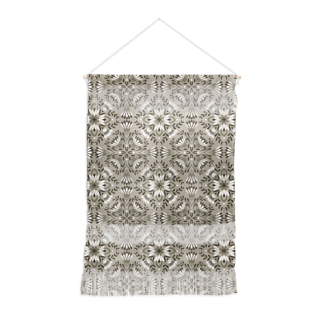 Pimlada Phuapradit Floral Tiles Gray Wall Hanging Portrait
