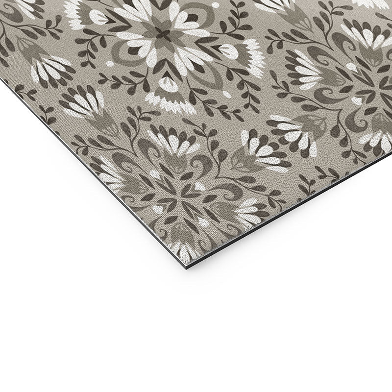 Pimlada Phuapradit Floral Tiles Gray Welcome Mat