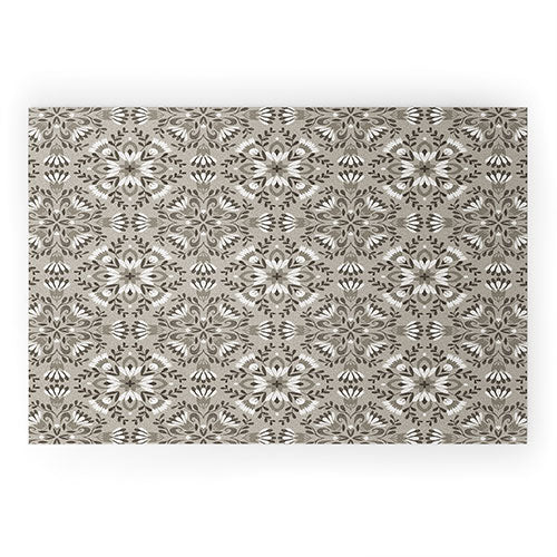 Pimlada Phuapradit Floral Tiles Gray Welcome Mat