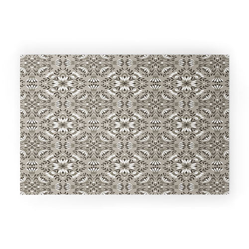 Pimlada Phuapradit Floral Tiles Gray Welcome Mat