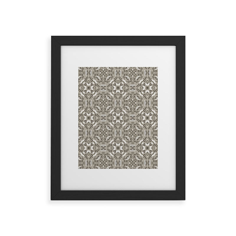Pimlada Phuapradit Floral Tiles Gray Framed Art Print