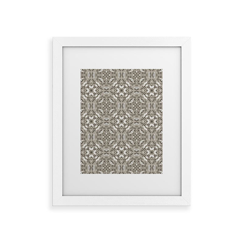 Pimlada Phuapradit Floral Tiles Gray Framed Art Print