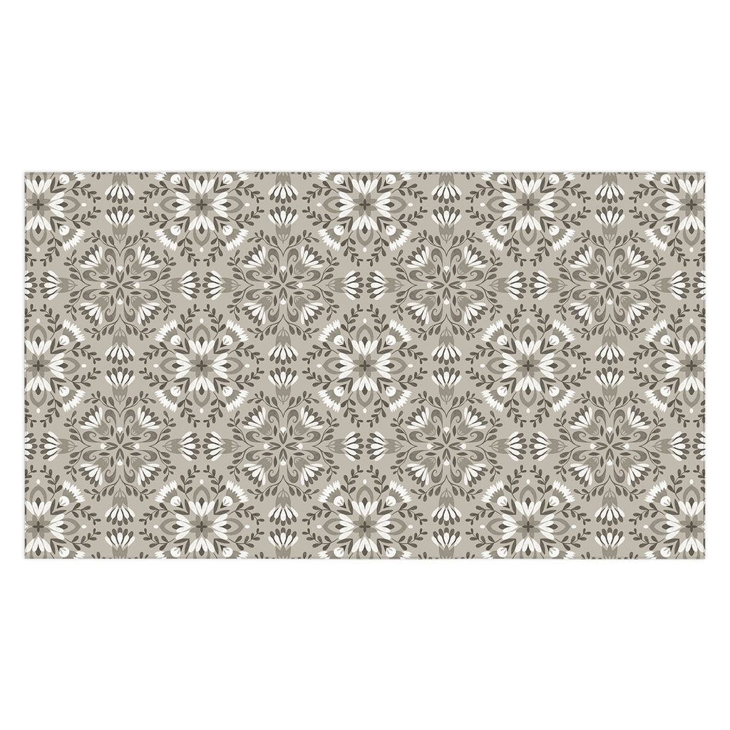 Pimlada Phuapradit Floral Tiles Gray Tablecloth