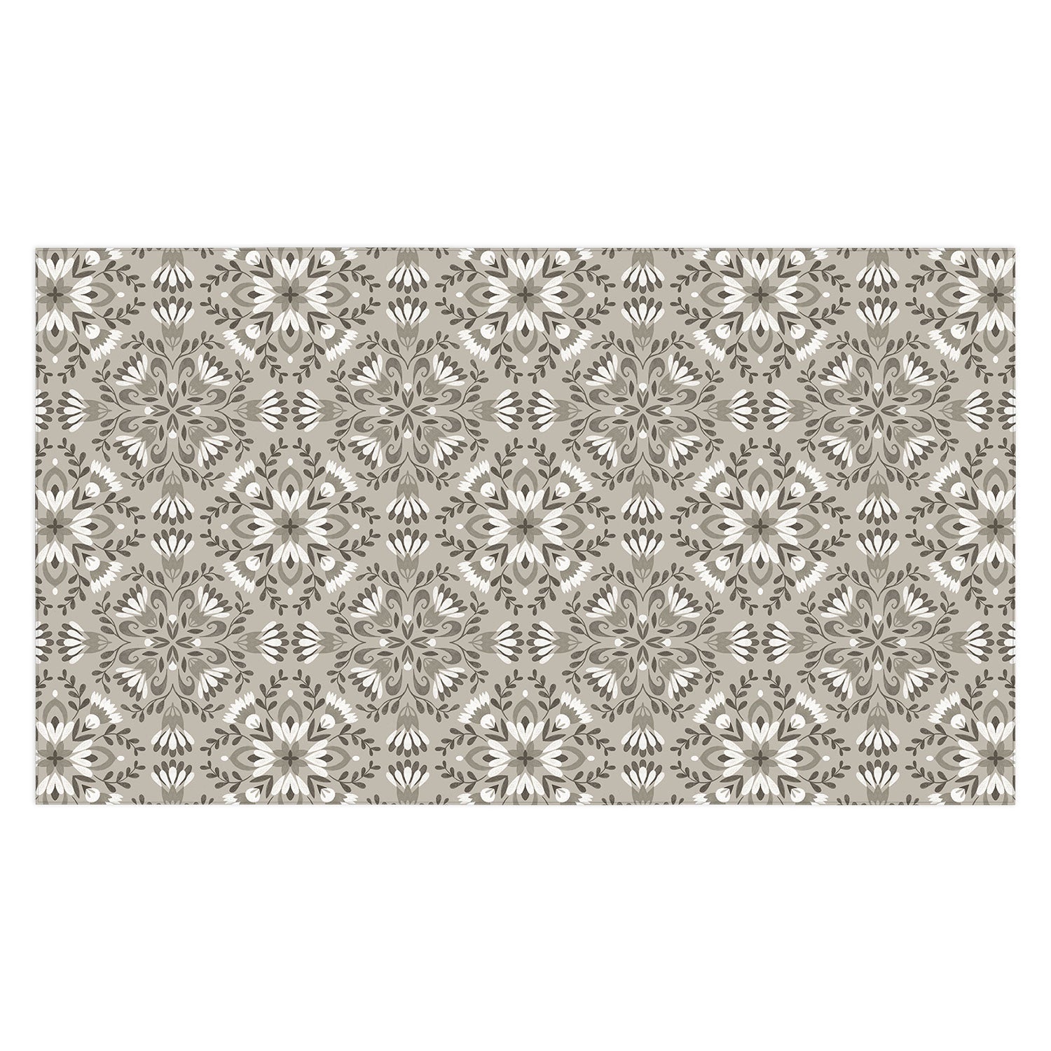Pimlada Phuapradit Floral Tiles Gray Tablecloth