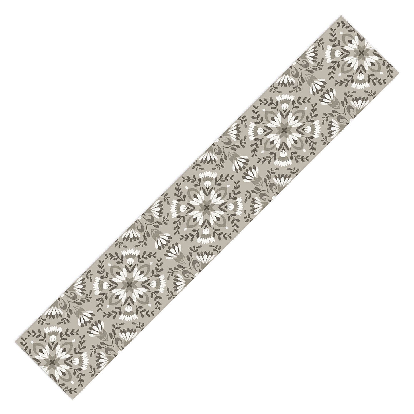 Pimlada Phuapradit Floral Tiles Gray Table Runner