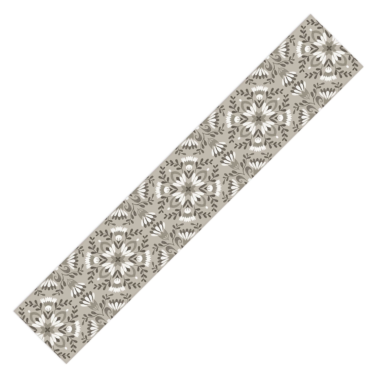 Pimlada Phuapradit Floral Tiles Gray Table Runner