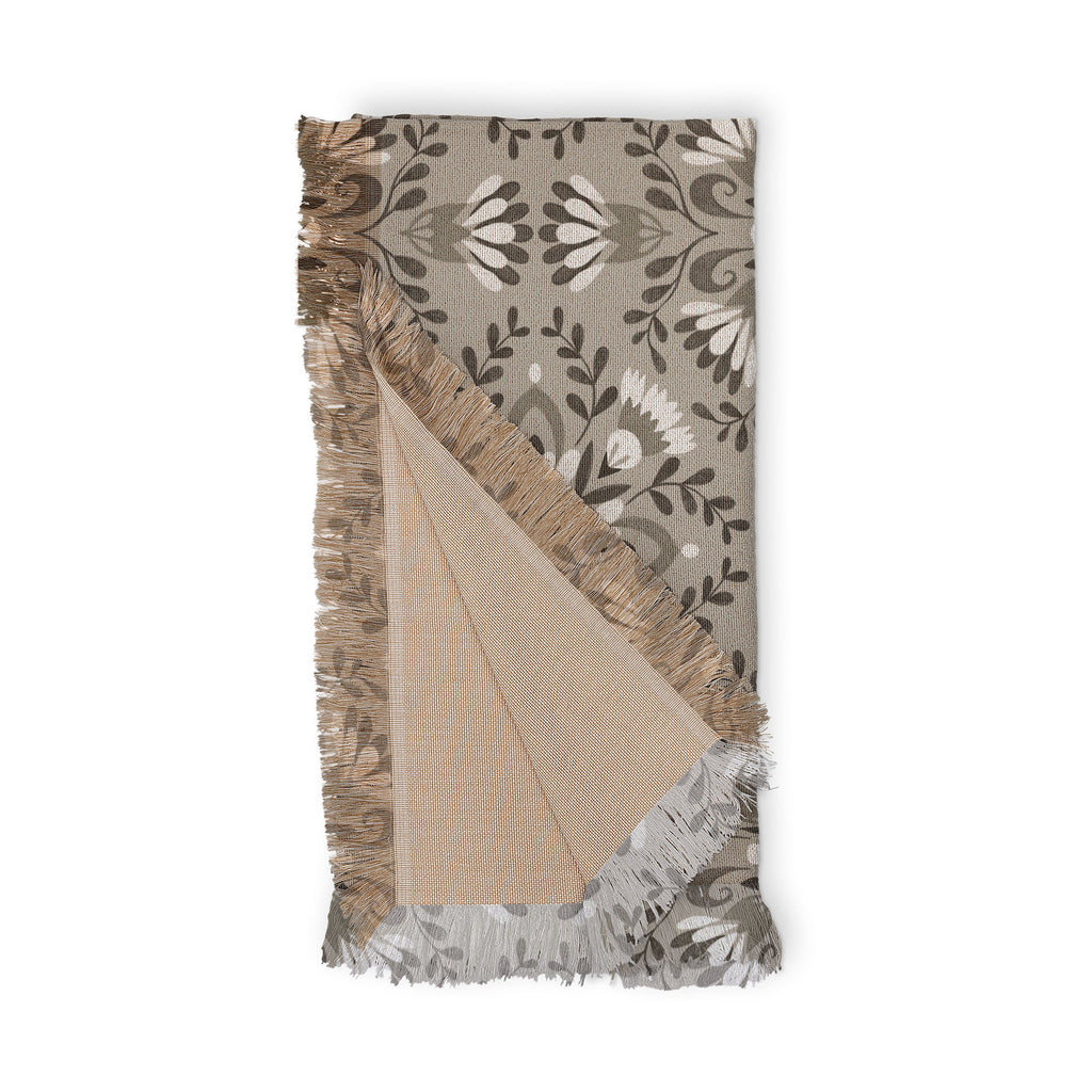 Pimlada Phuapradit Floral Tiles Gray Throw Blanket