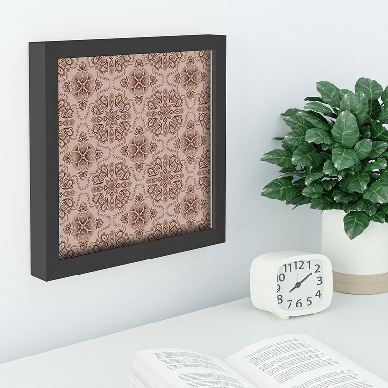 Pimlada Phuapradit Floral Tiles Light Brown Recessed Framing Square