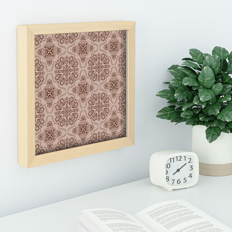 Pimlada Phuapradit Floral Tiles Light Brown Recessed Framing Square