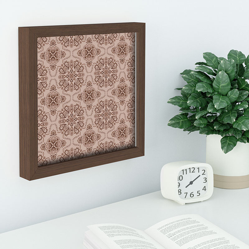 Pimlada Phuapradit Floral Tiles Light Brown Recessed Framing Square