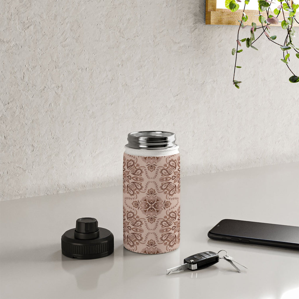 Pimlada Phuapradit Floral Tiles Light Brown Water Bottle