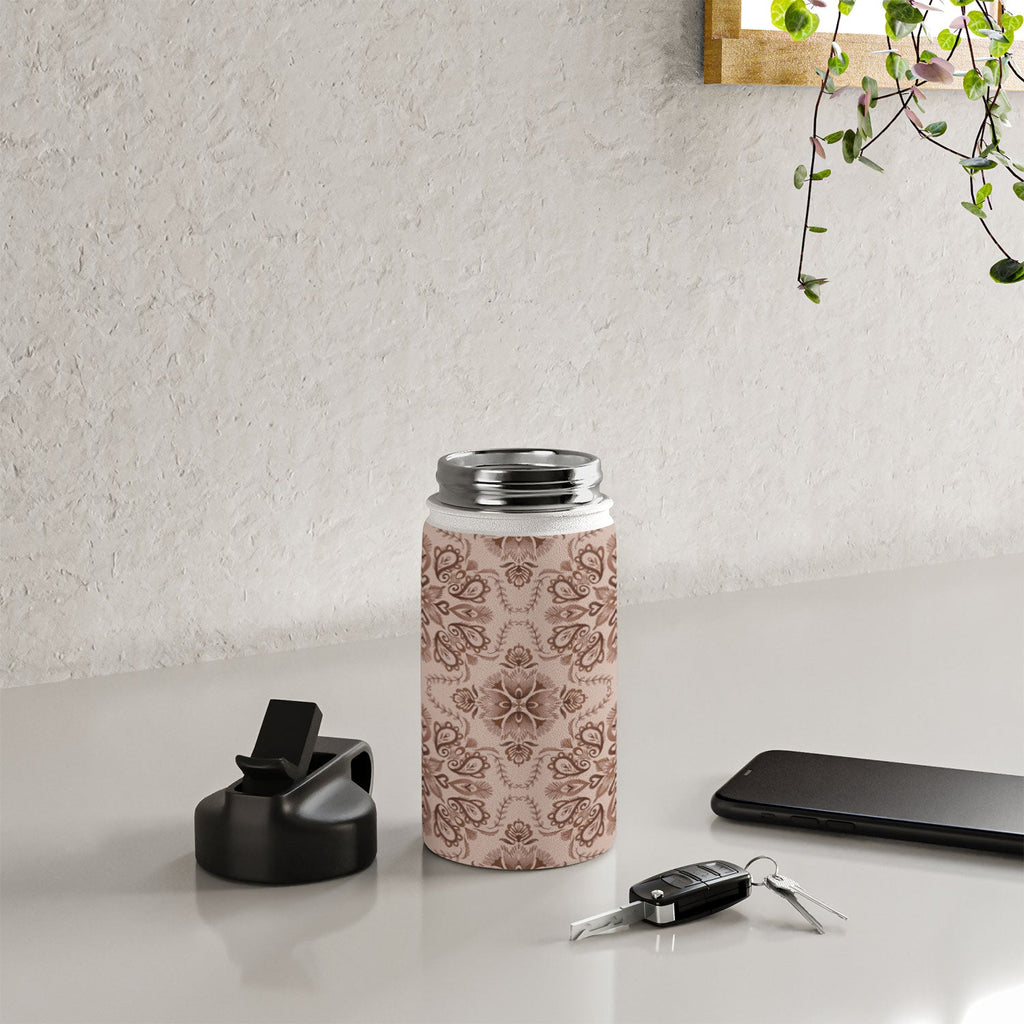 Pimlada Phuapradit Floral Tiles Light Brown Water Bottle