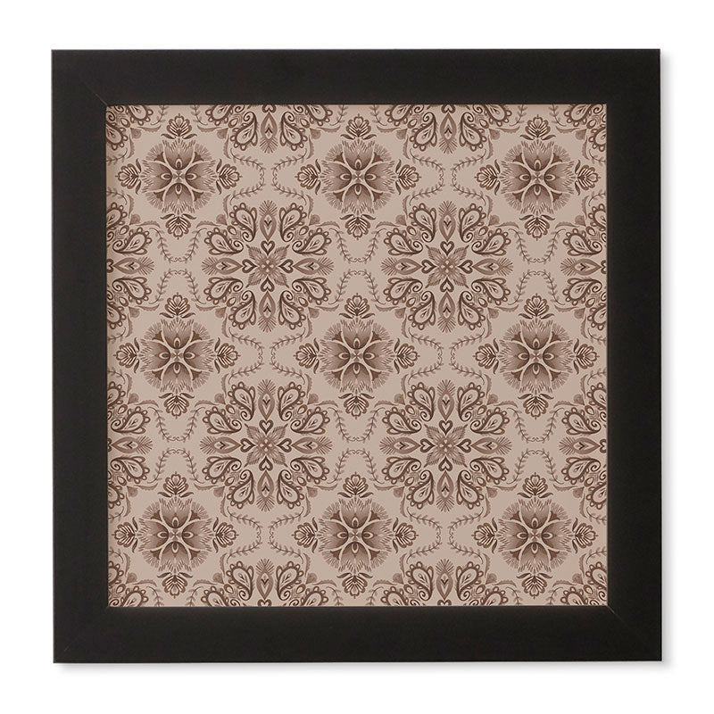 Pimlada Phuapradit Floral Tiles Light Brown Framed Wall Art