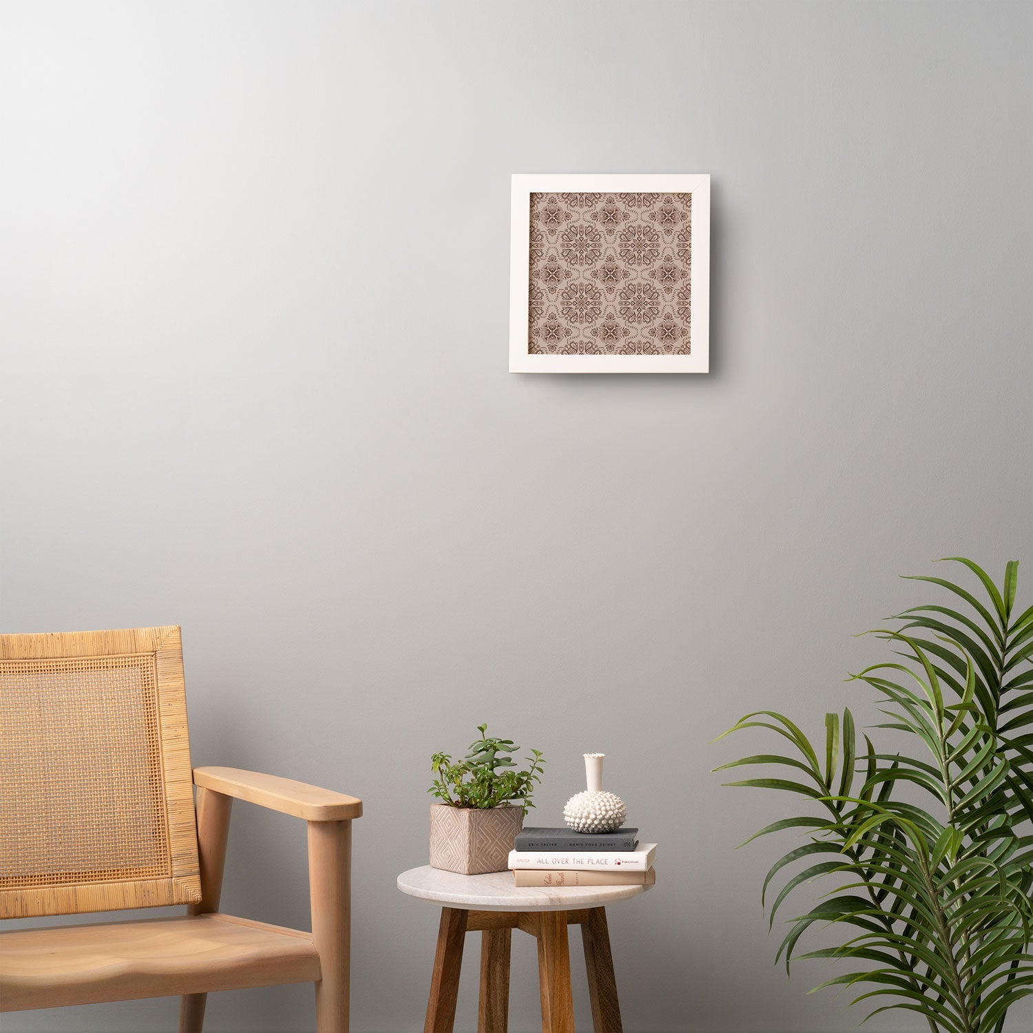 Pimlada Phuapradit Floral Tiles Light Brown Framed Wall Art