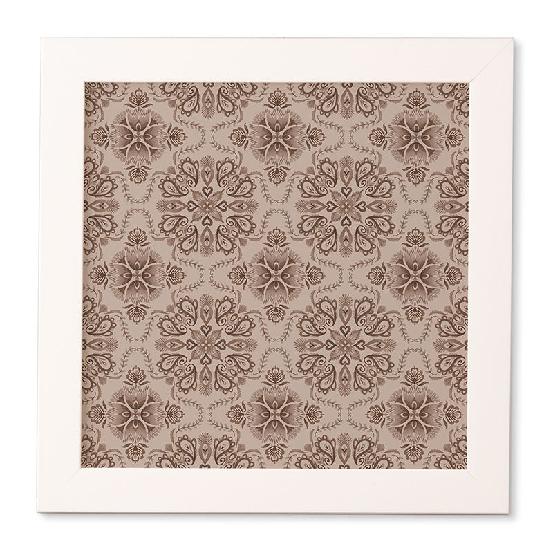 Pimlada Phuapradit Floral Tiles Light Brown Framed Wall Art