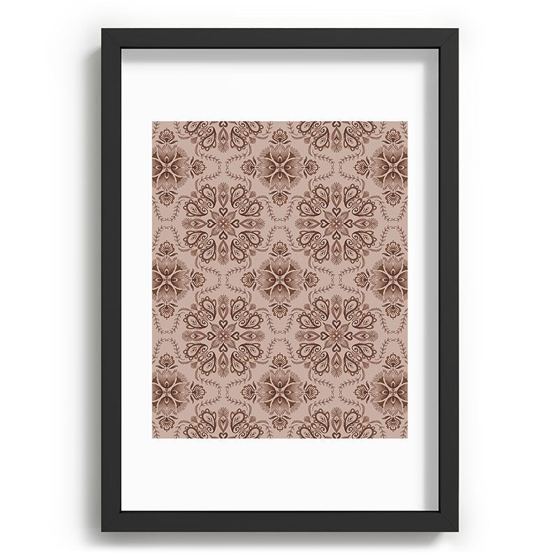 Pimlada Phuapradit Floral Tiles Light Brown Recessed Framing Rectangle