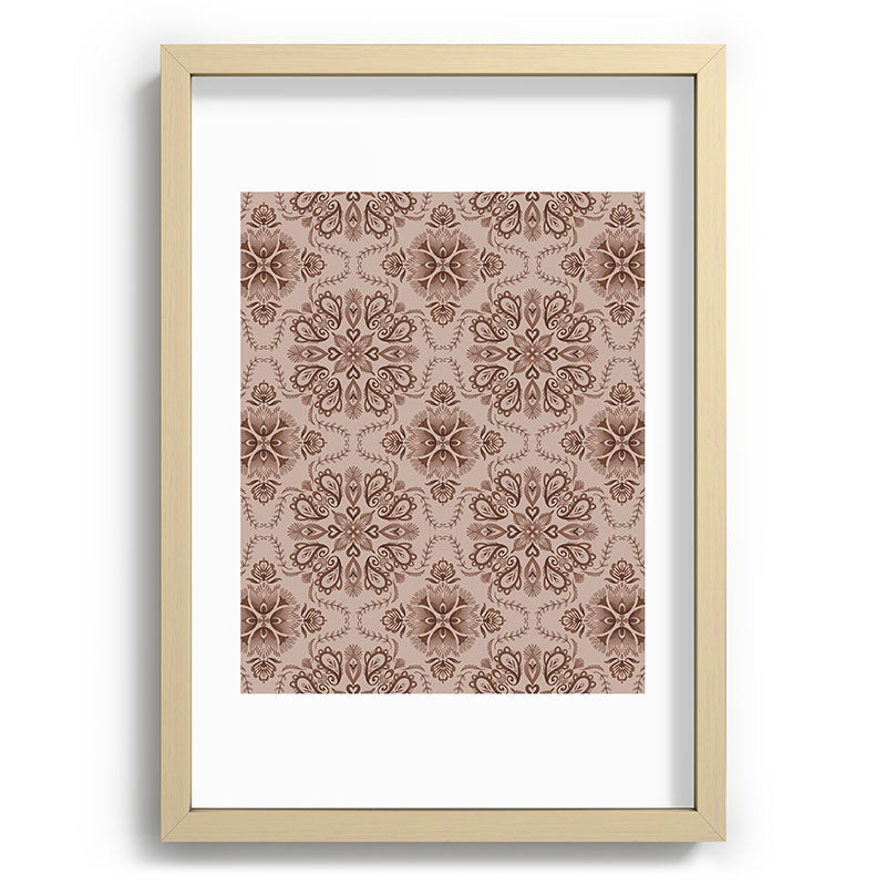 Pimlada Phuapradit Floral Tiles Light Brown Recessed Framing Rectangle