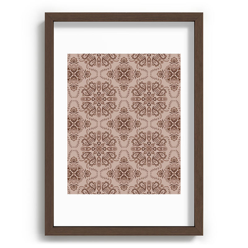 Pimlada Phuapradit Floral Tiles Light Brown Recessed Framing Rectangle