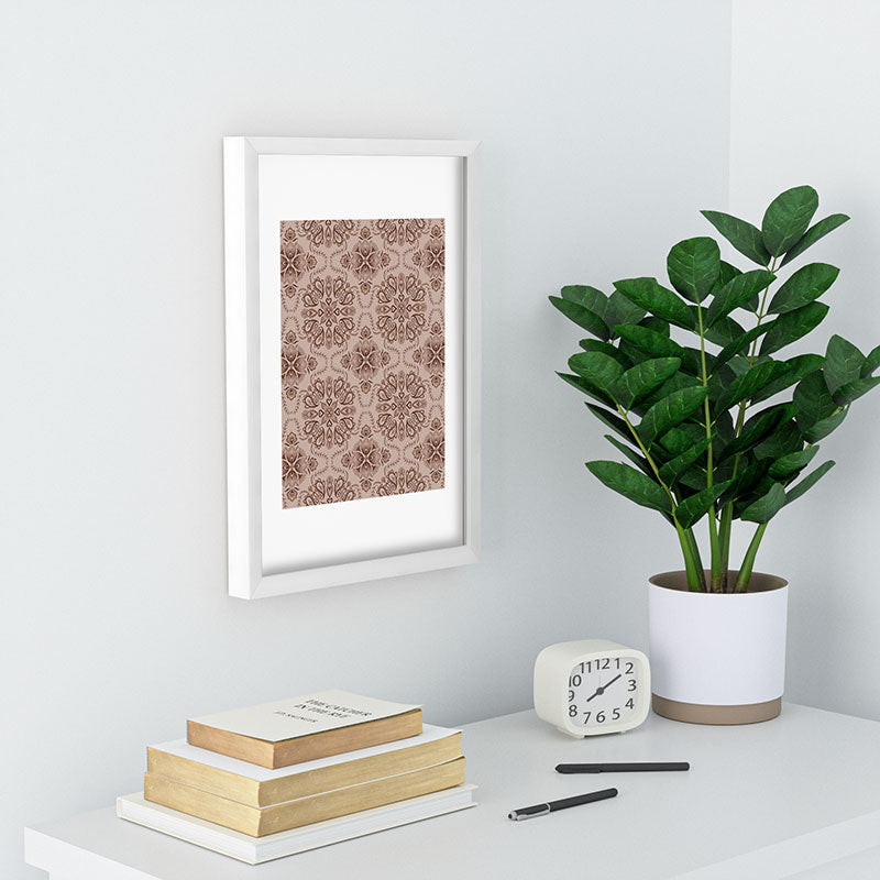 Pimlada Phuapradit Floral Tiles Light Brown Recessed Framing Rectangle