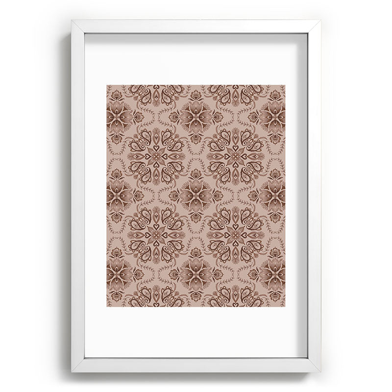 Pimlada Phuapradit Floral Tiles Light Brown Recessed Framing Rectangle