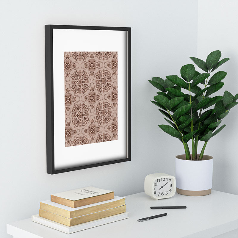 Pimlada Phuapradit Floral Tiles Light Brown Recessed Framing Rectangle