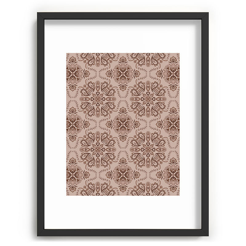 Pimlada Phuapradit Floral Tiles Light Brown Recessed Framing Rectangle