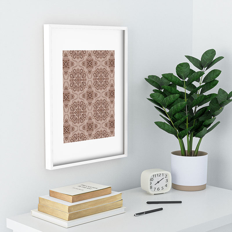 Pimlada Phuapradit Floral Tiles Light Brown Recessed Framing Rectangle