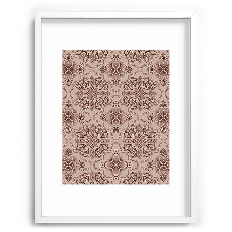 Pimlada Phuapradit Floral Tiles Light Brown Recessed Framing Rectangle
