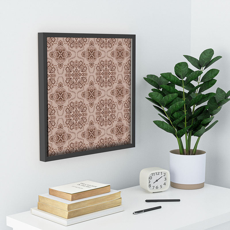 Pimlada Phuapradit Floral Tiles Light Brown Recessed Framing Square