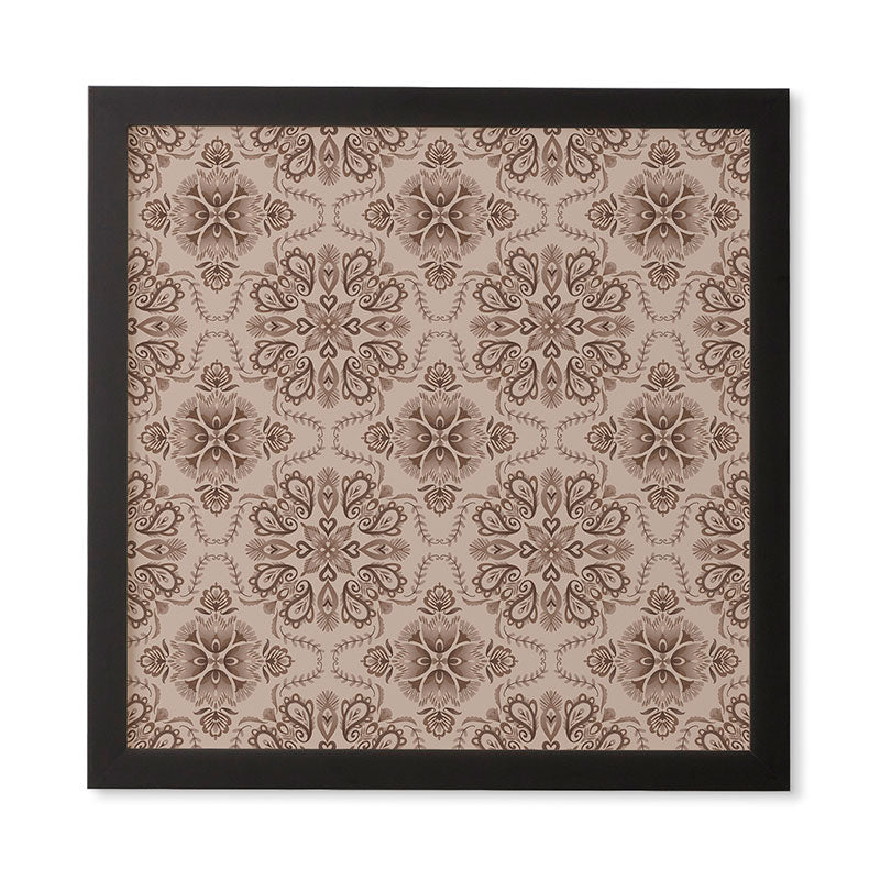 Pimlada Phuapradit Floral Tiles Light Brown Framed Wall Art