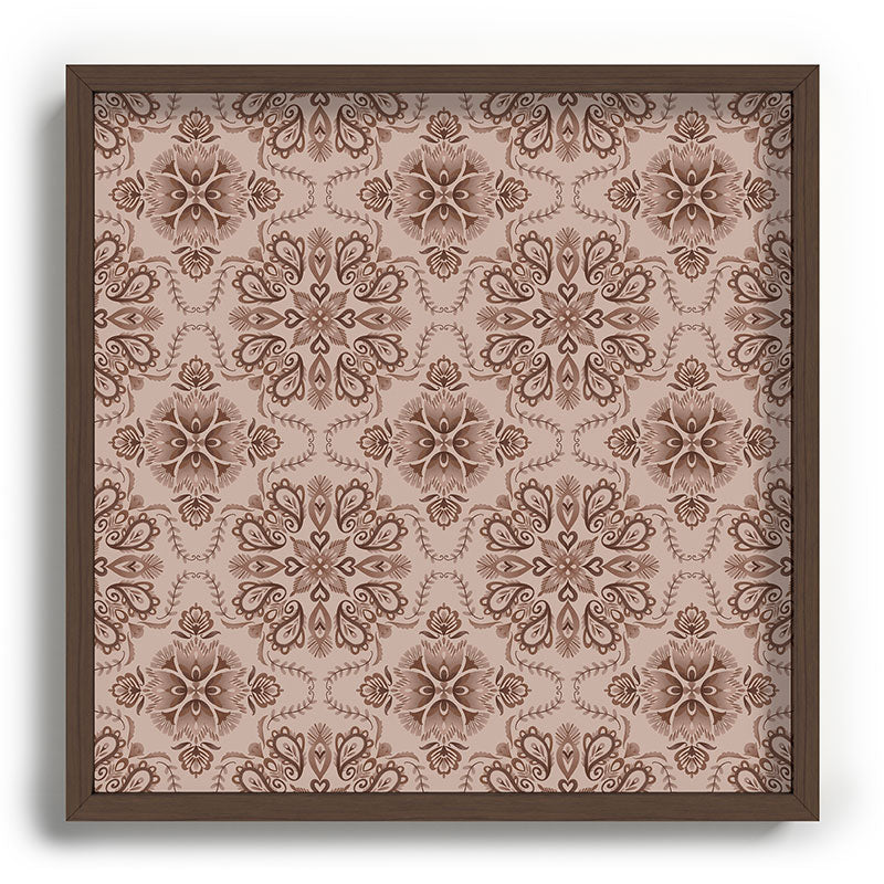 Pimlada Phuapradit Floral Tiles Light Brown Recessed Framing Square