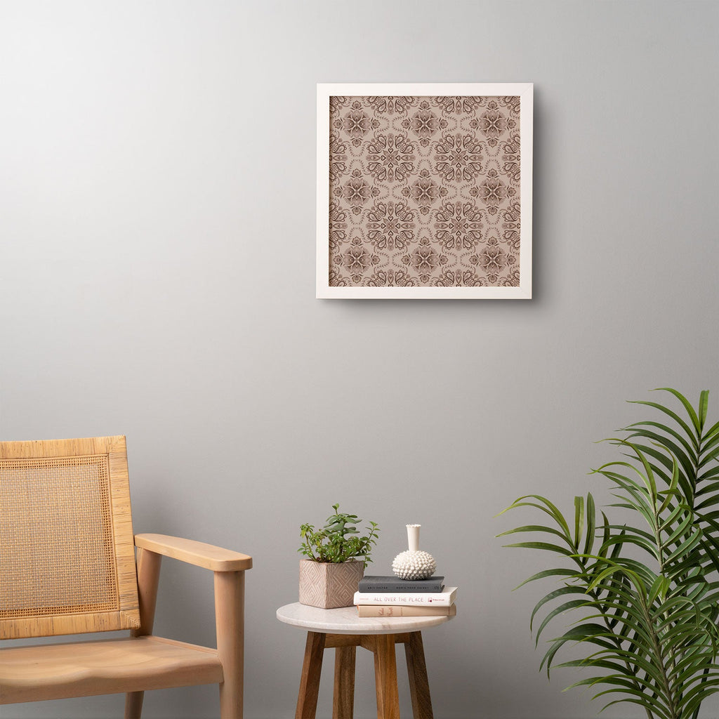 Pimlada Phuapradit Floral Tiles Light Brown Framed Wall Art