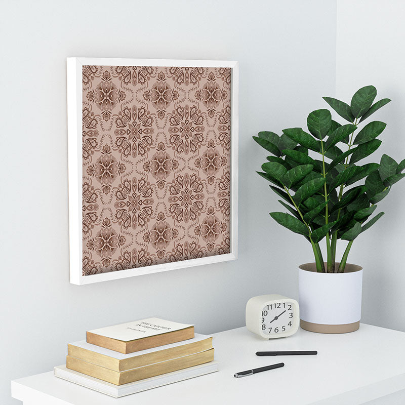 Pimlada Phuapradit Floral Tiles Light Brown Recessed Framing Square