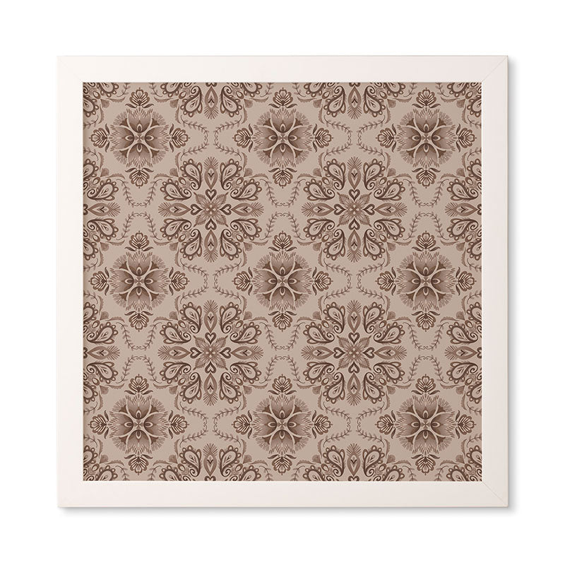 Pimlada Phuapradit Floral Tiles Light Brown Framed Wall Art